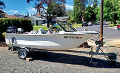 1991 14FT LIVINGSTON FISHING BOAT & SHORE LANDER TRAILER