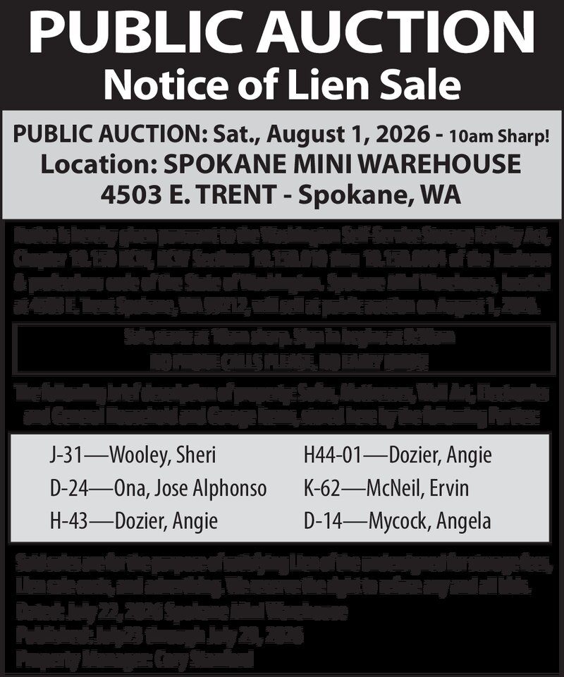 PDF Preview - Mini Warehouse Auction - August 1st