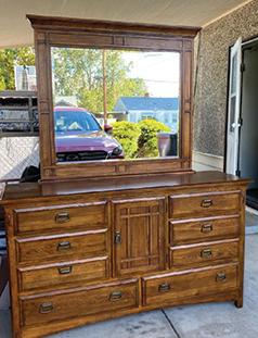SOLID OAK DRESSER WITH MIRROR
