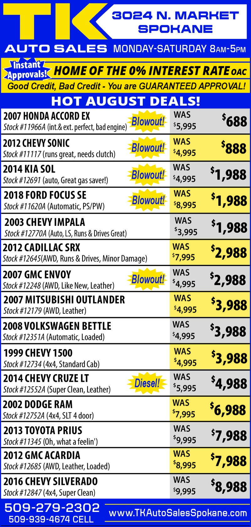 PDF Preview - Used Cars - Hot August Blowout!