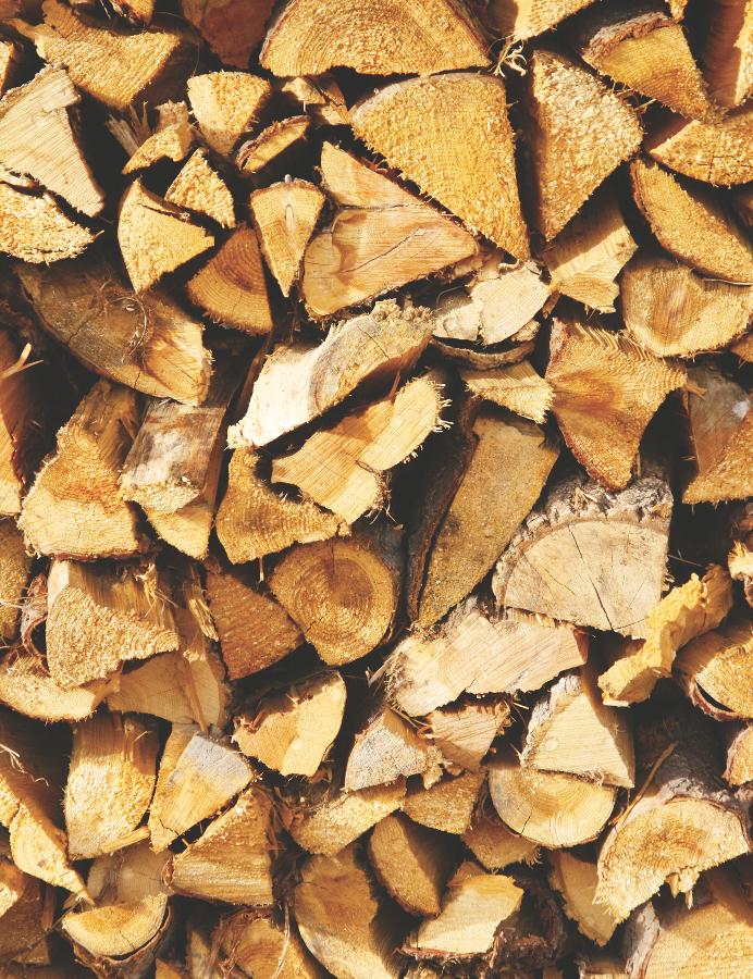 SEASONED HARDWOOD FIREWOOD STACKED 