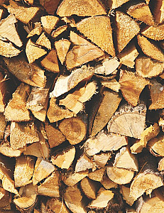 SEASONED HARDWOOD FIREWOOD STACKED 