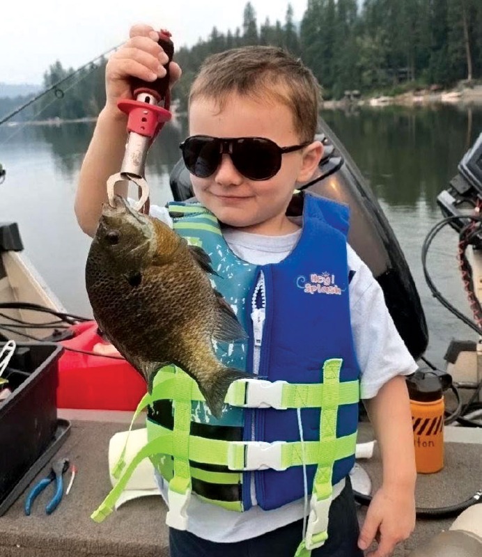 Leyton with his first catch!