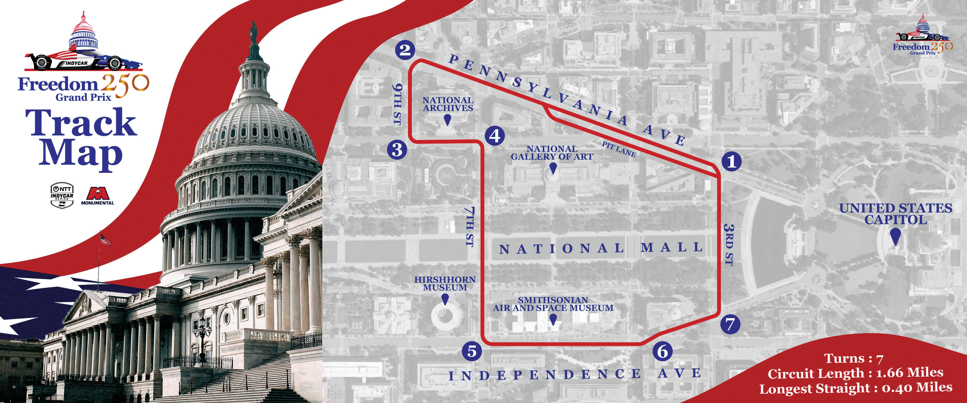 ‘Freedom 250 Grand Prix’ Unveils Historic Racetrack Design INDYCAR to Host First-ever Street Race on National Mall, Aug. 22-23